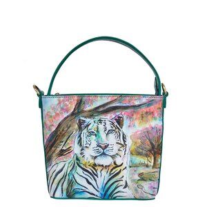 Leather Hand-Painted Women's Top Handle Satchel Bag Tote Shoulder Bag, Sling Bag